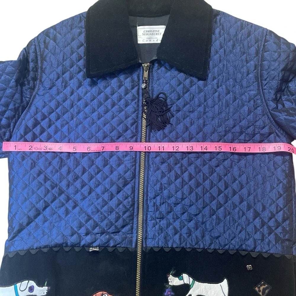 Christine Seineuret Quilted  Full Zip  Jacket With Dogs Women's Small Petite - Picture 5 of 9